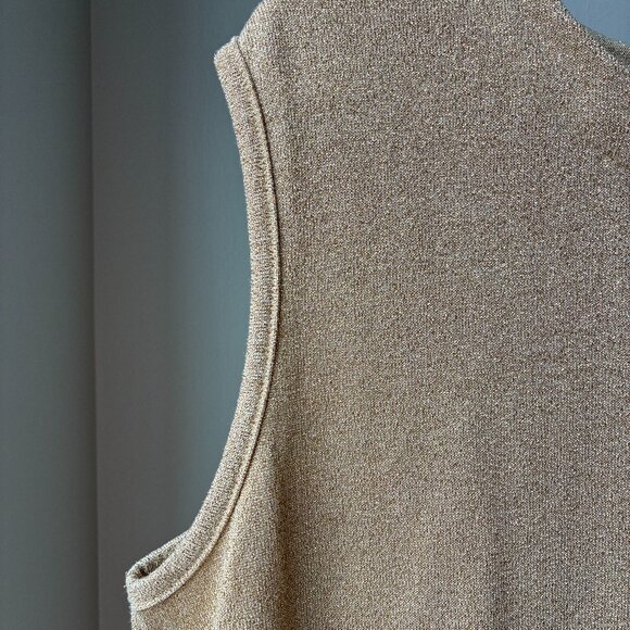 Bob Mackie Vintage Gold Metallic Sleeveless Knit Top - Size XL - Picture 2 of 6